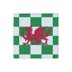 Mystical Red Celtic Dragon Flag of Wales Stone Magnet
