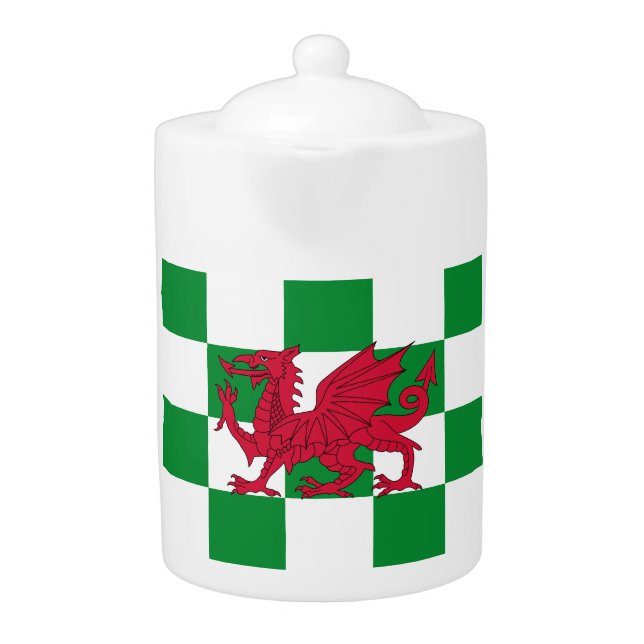 Mystical Red Celtic Dragon Flag of Wales Teapot (Front)