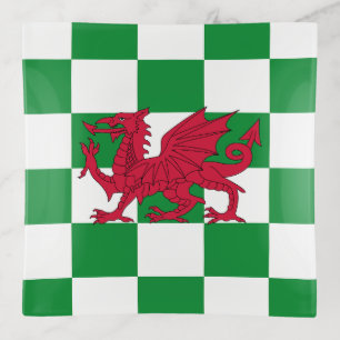Mystical Red Celtic Dragon Flag of Wales Trinket Tray