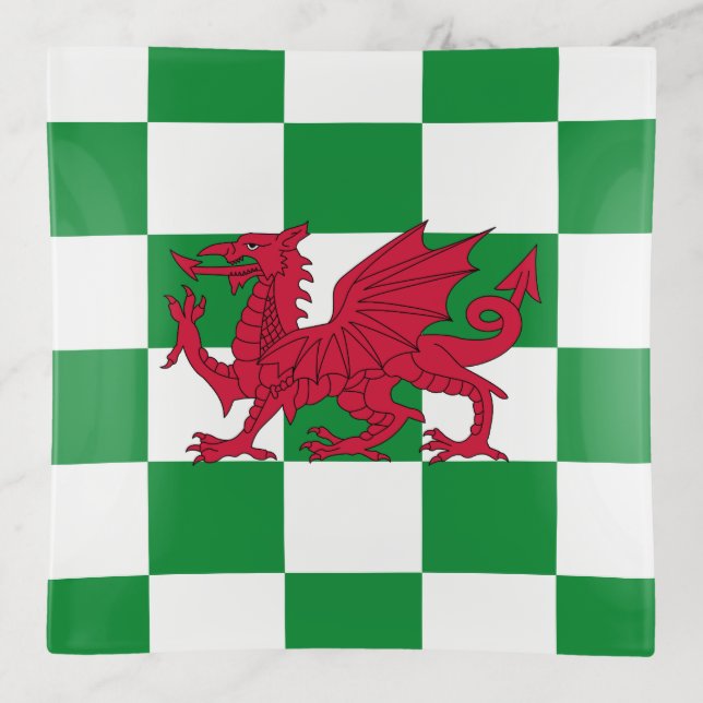 Mystical Red Celtic Dragon Flag of Wales Trinket Tray (Front)