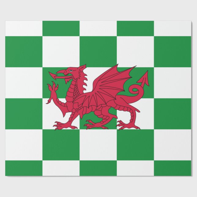 Mystical Red Celtic Dragon Flag of Wales Wrapping Paper (Flat)