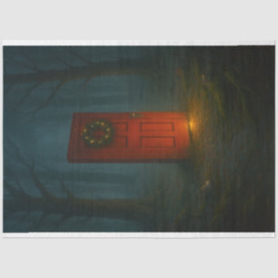 Mystical Red Door in Foggy Forest – Gothic Holiday Tissue Paper