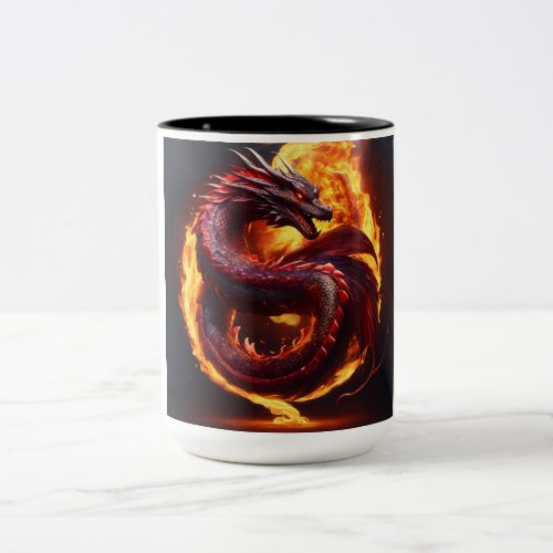Mystical Red Dragon  Two_Tone Coffee Mug