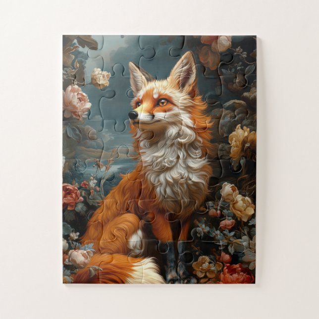 Mystical red fox standing in a dreamlike landscape jigsaw puzzle (Vertical)