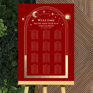 Mystical Red Gold Sun Moon Stars Wedding Foam Board