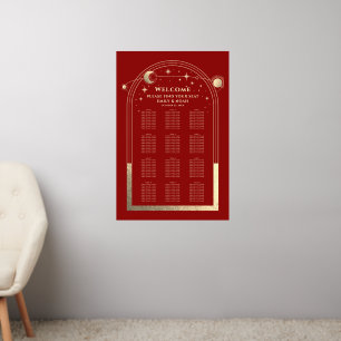 Mystical Red Gold Sun Moon Stars Wedding Wall Decal