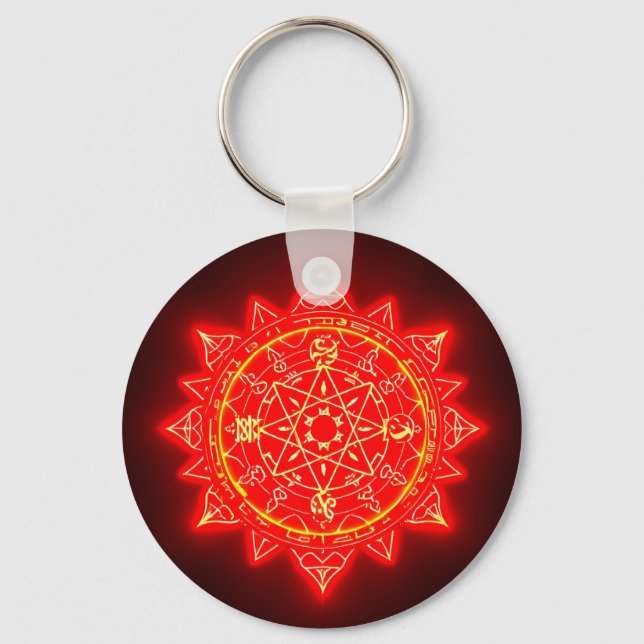 🔴 Mystical Red Magic Circle Protection Charm  Keychain (Front)