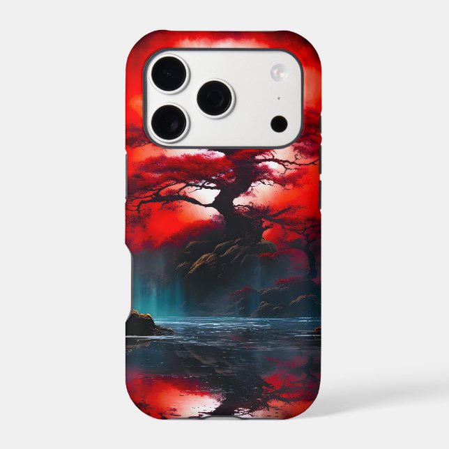 Mystical Red Tree Under Full Moon Case-Mate iPhone Case (Back)