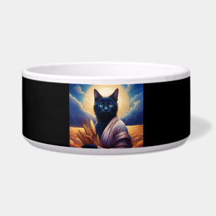 Mystical Robed Cat In Wheat Field Bowl
