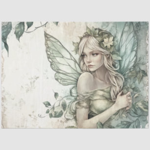Mystical Sage Green Fairy Decoupage Tissue Paper