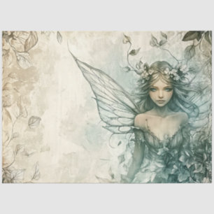 Mystical Sage Green Fairy Decoupage Tissue Paper
