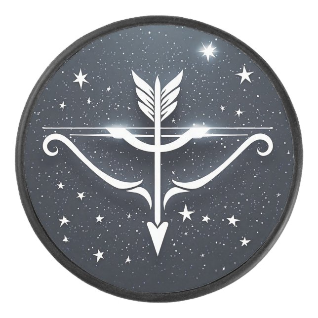 Mystical Sagittarius Zodiac Symbol Hockey Puck (Front)