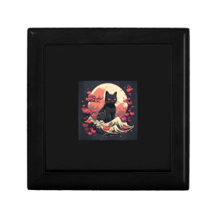 Mystical Sakura Night_ Black Cat with Full Moon Gift Box