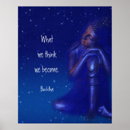 Mystical Sapphire Blue Buddha | Mindfulness Quote Poster