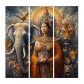 Mystical scene of spiritual triptych