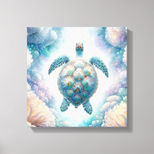 Mystical Sea Turtle Art Canvas Prints
