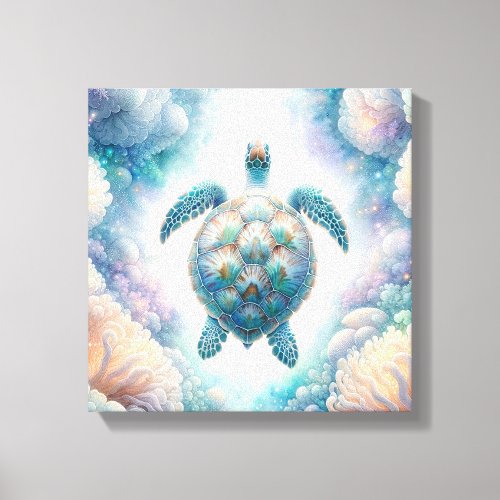 Mystical Sea Turtle Art Canvas Prints