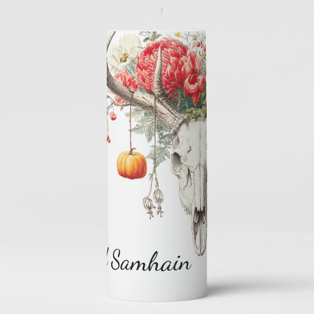 Mystical Seasons | Samhain Witchy Design Pillar Candle (Front)