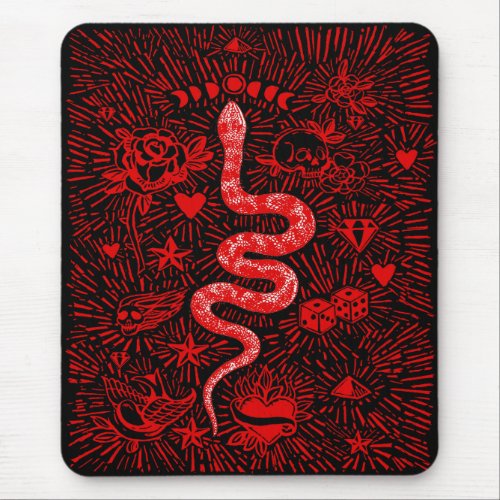 Mystical Snake Red Mousepad
