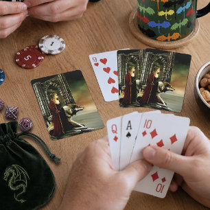Mystical Sorceress Wolf Guardian Stone Portal Poker Cards
