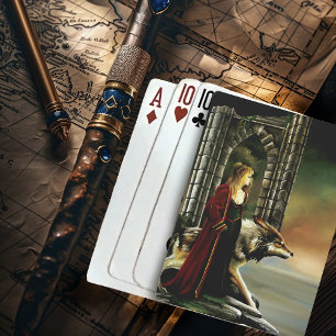 Mystical Sorceress Wolf Guardian Stone Portal Poker Cards