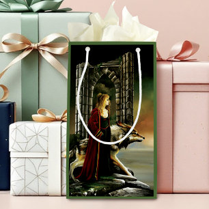 Mystical Sorceress Wolf Guardian Stone Portal  Small Gift Bag