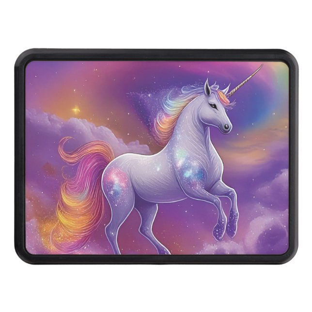 Mystical Sparkle Fantasy Unicorn Nonbinary Truck Hitch Cover (Front)