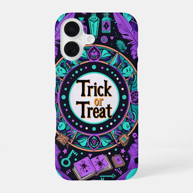 Mystical Spellbook Trick or Treat Halloween Design iPhone Case (Back)