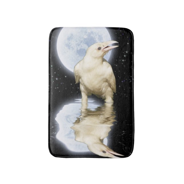 Mystical Spirit Raven and Moon Bath Mat (Front Vertical)