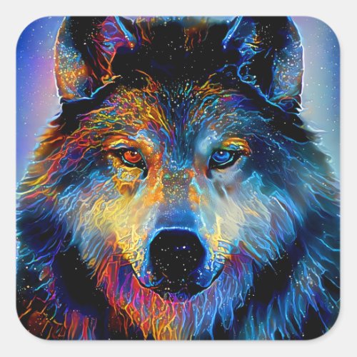 Mystical Spirit Wolf Square Sticker