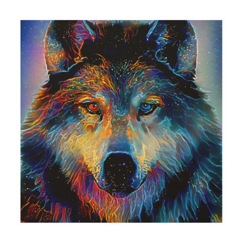 Mystical Spirit Wolf Wood Wall Art