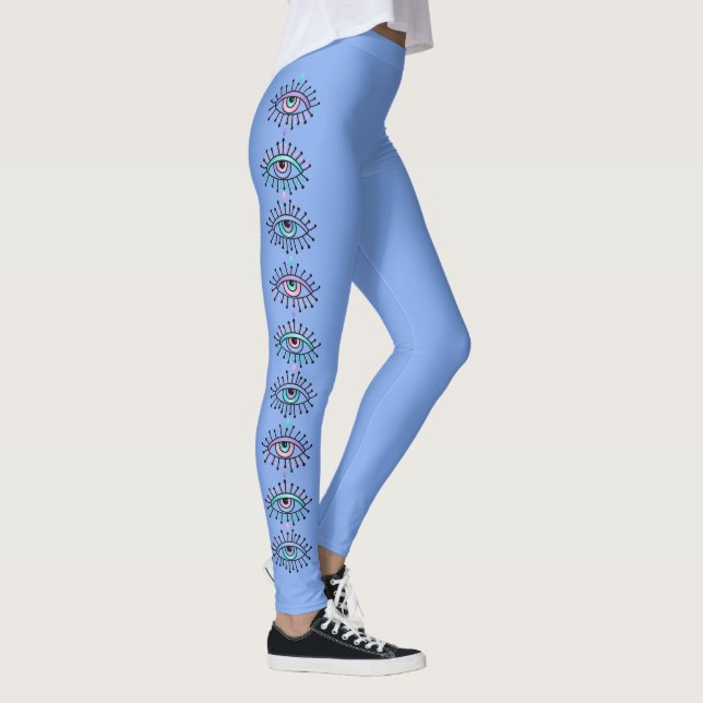 Mystical Spiritual Third Eyes Blue Leggings (Right)