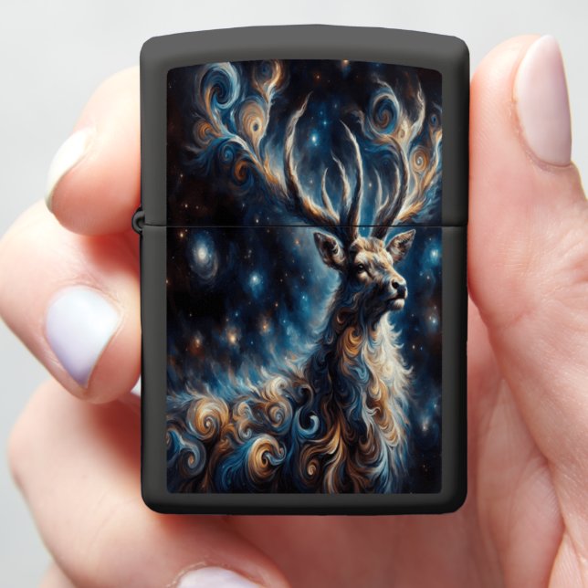 Mystical Stardust Deer with Cosmic Glow Zippo Lighter (In Hand)