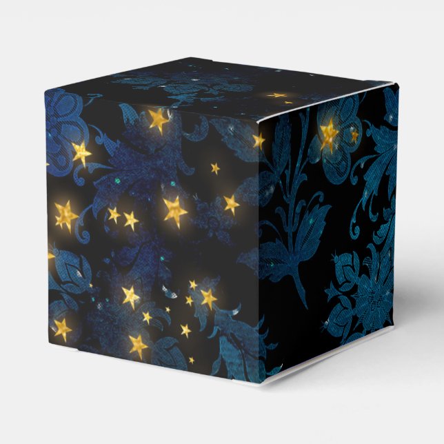 Mystical Stars Floral Damask Favor Boxes (Back Side)