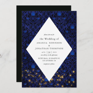 Mystical Stars Floral Damask Wedding Invitation
