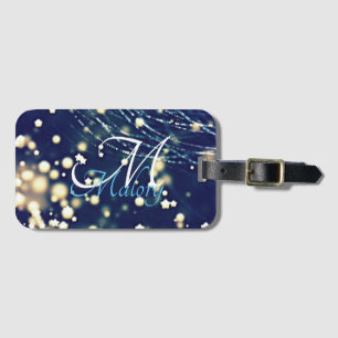 Mystical Stars Monogram Sparkle Personalized Luggage Tag