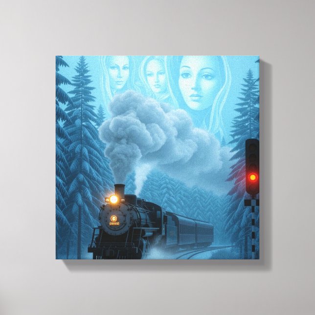 Mystical Steam Train with Guardian Canvas Print (Front)