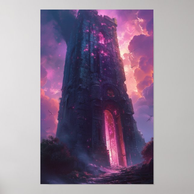 Mystical Stone Obelisk with Arcane Sigils Poster (Front)