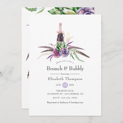 Mystical Succulent Brunch and Bubbly Bridal Shower Invitation