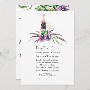 Mystical Succulent Pop Fizz Clink Bridal Shower Invitation