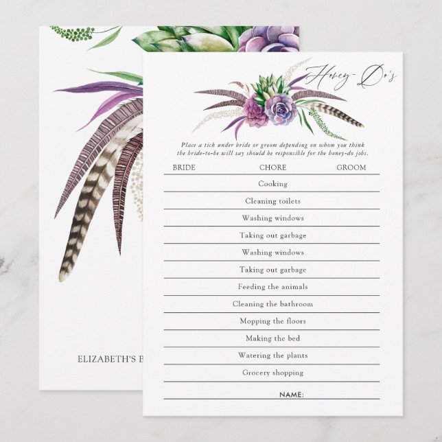 Mystical Succulents Bridal Shower Game Invitation (Front/Back)