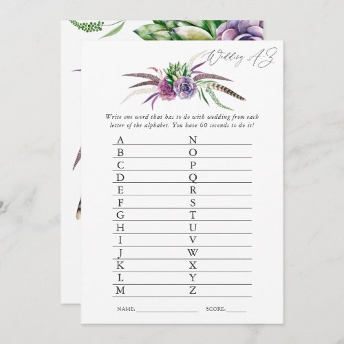 Mystical Succulents Bridal Shower Game Invitation