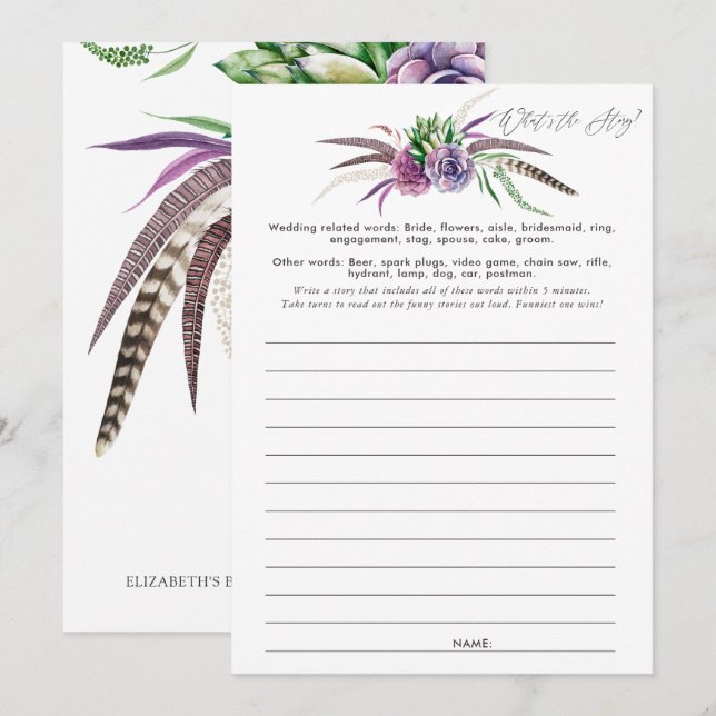 Mystical Succulents Bridal Shower Game Invitation (Front/Back)