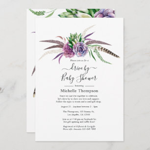Mystical Succulents Drive By Bridal or Baby Shower Invitation