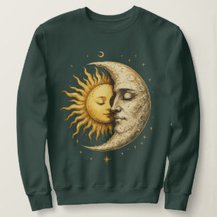 Mystical Sun and Moon Face Yin Yang Bohemian Gift Sweatshirt