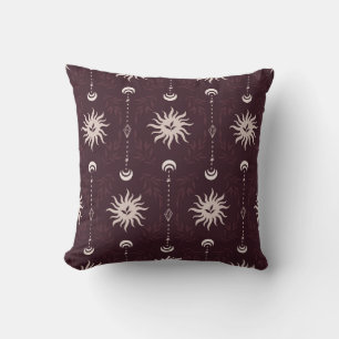 Mystical Sun and Moon Pattern Throw Pillow