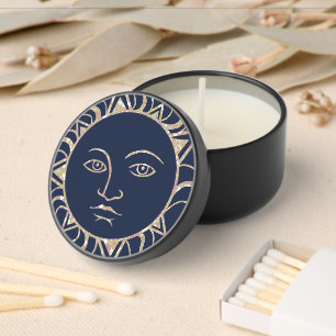 Mystical Sun Magic Navy Blue Vintage Celestial Mini Candle Favors