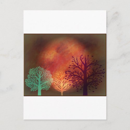 Mystical Sun Trees Postcard
