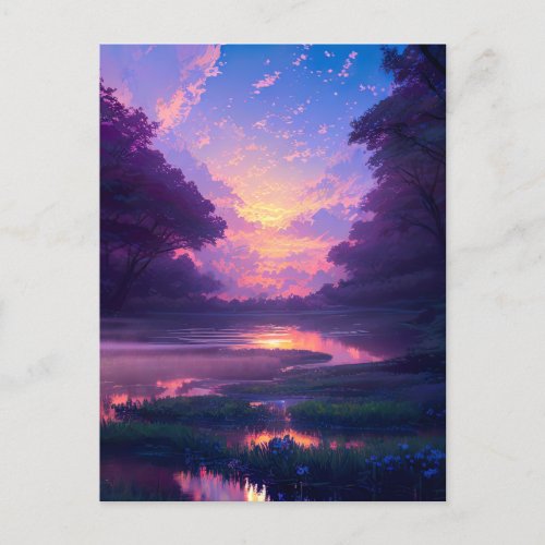 Mystical Sunset over Swamp Postcard
