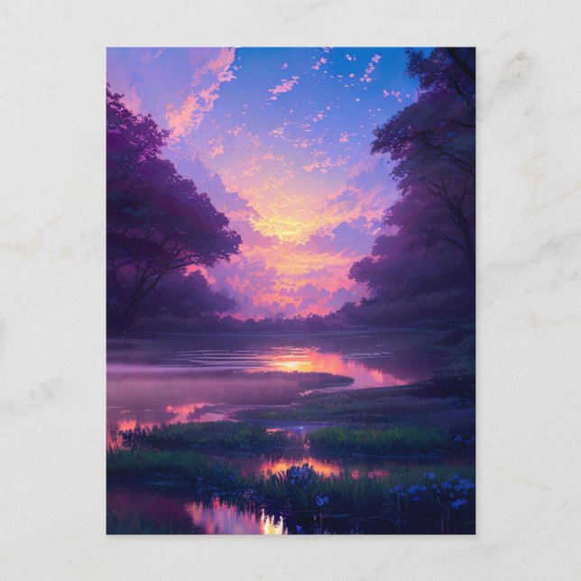 Mystical Sunset over Swamp Postcard (Front)
